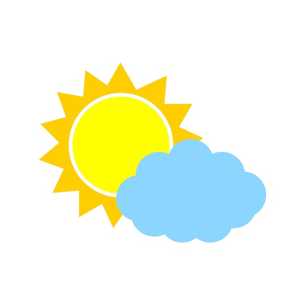 Cartoon sun cloud on white background. Vector illustration.