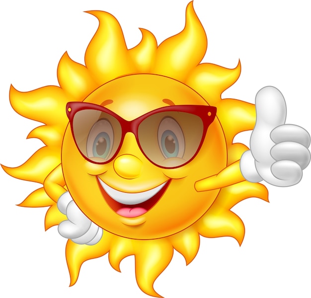 Cartoon sun giving thumb up