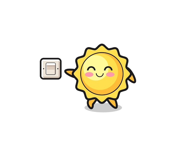 Cartoon sun is turning off light