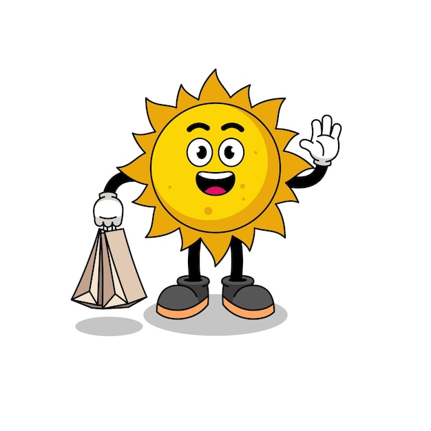 Cartoon of sun shopping