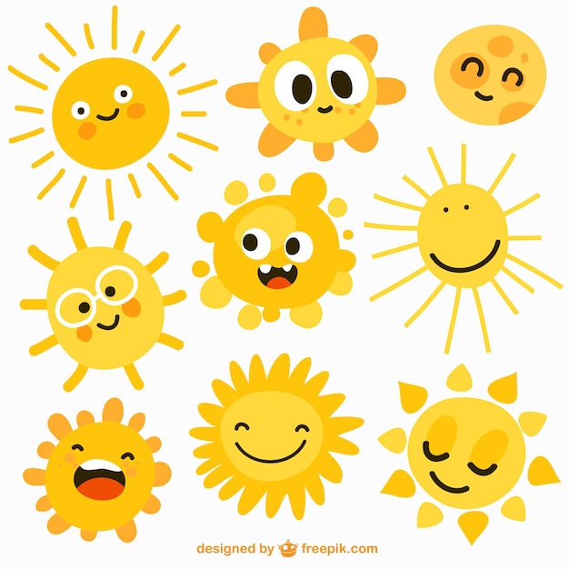 Vector cartoon suns