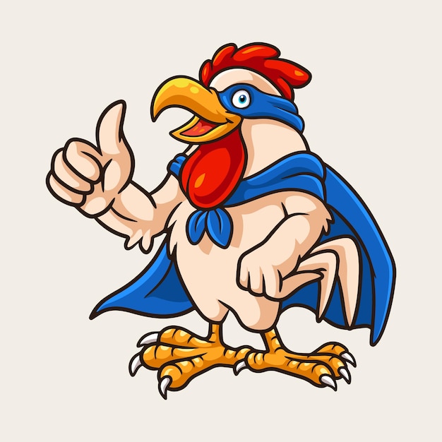 Pollo eccellente del fumetto che dà un pollice in su