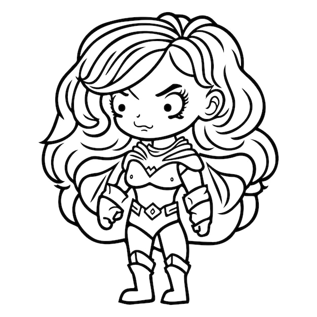 A cartoon of a supergirl girl in a costume.