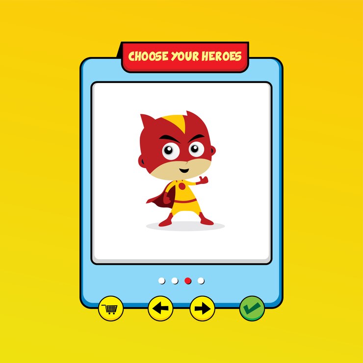 Vector cartoon superhero game asset 