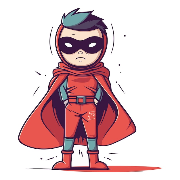 Cartoon superhero of a superhero in a red cloak