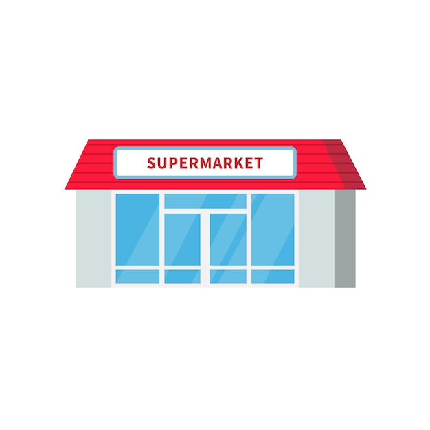 cartoon supermarkt of winkel gebouw in platte stijl voorraad vector illustratie geïsoleerd op witte achtergrond