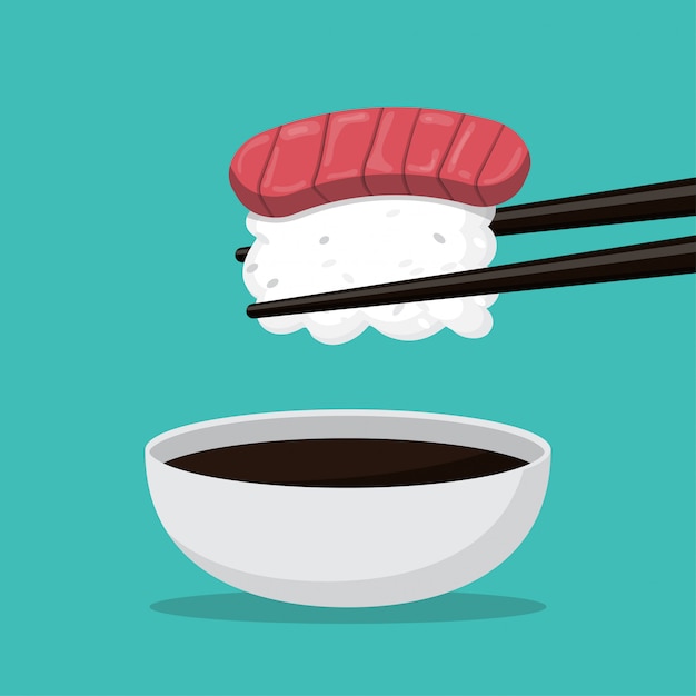 Cartoon sushi and food japan isolated