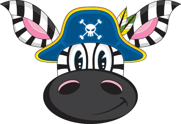Cartoon Swashbuckling Zebra Pirate Captain Illustration