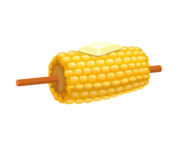 Cartoon sweet corn stick with butter and salt