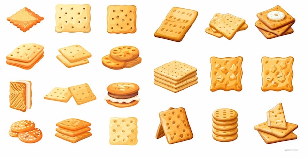 Vector cartoon sweet crispy snack crackers