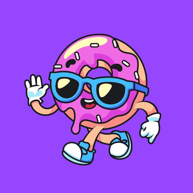 Cartoon sweet donut character vector