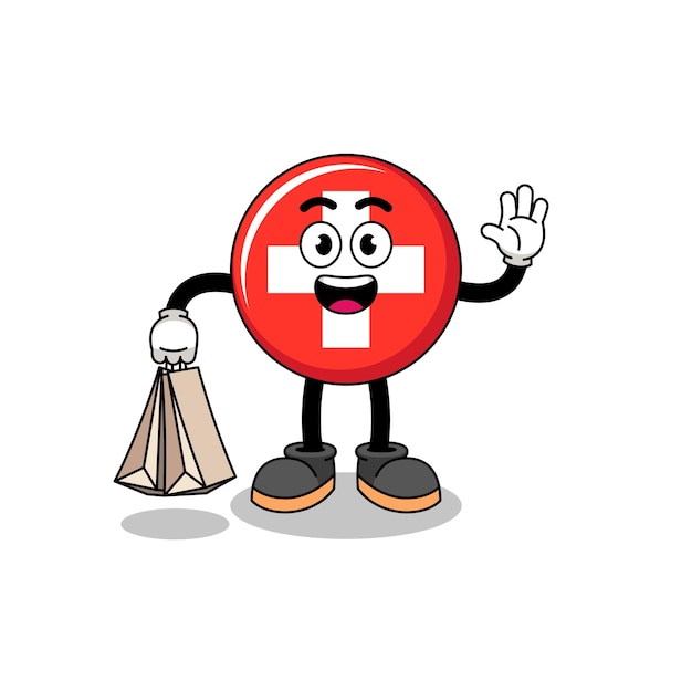 Cartoon of switzerland shopping