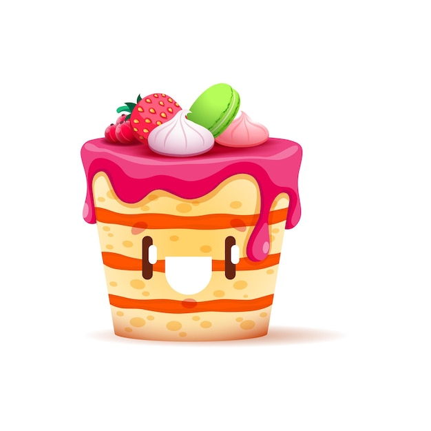 Vector cartoon taart karakter schattig fruit cake personage
