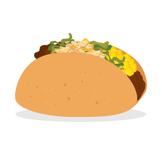 cartoon taco food mexico design isolated 