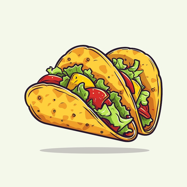 cartoon Tacos flat vector icon illustration