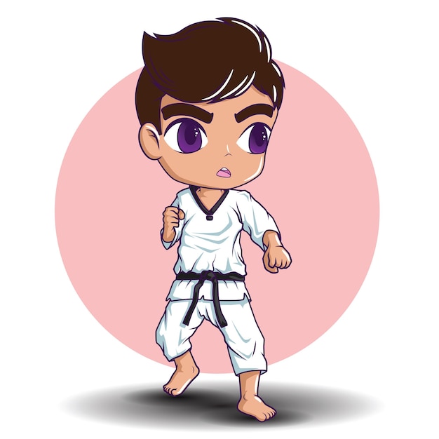 Vector cartoon takwondo vector sport concept