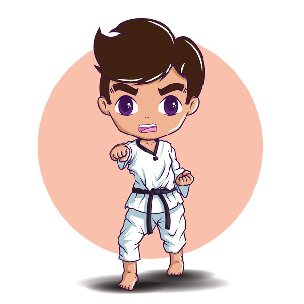 Cartoon takwondo vector sport concept