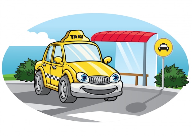 Vector cartoon of taxi car