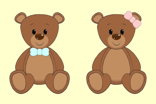 Vector cartoon teddy bearsx9