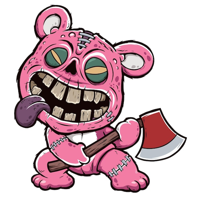 Vector cartoon teddy zombie characters zombie bear evil bear