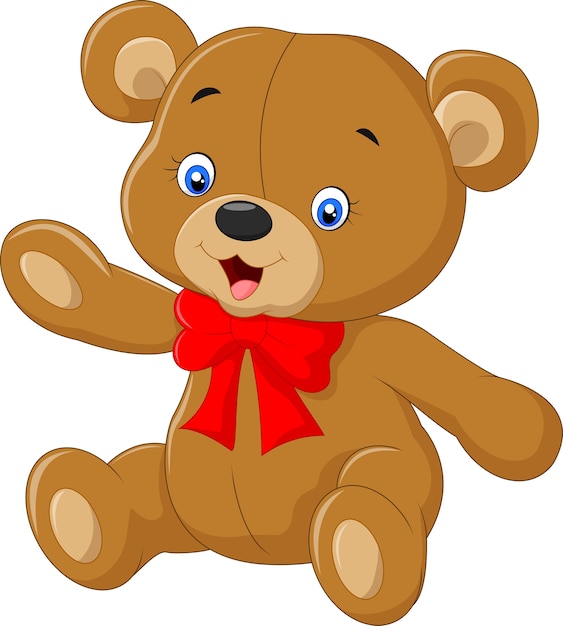 Cartoon teddybeer zwaaiende hand