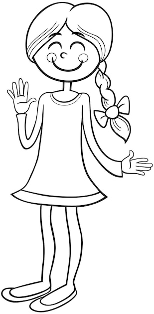 Cartoon teen girl character coloring page