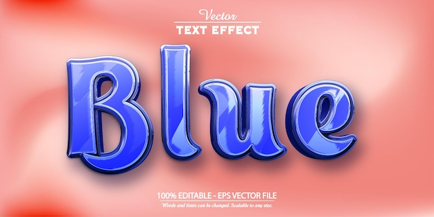 Cartoon teksteffect bewerkbare blauwe kleur tekststijl