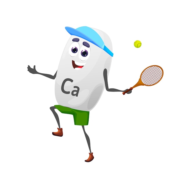 Cartoon tennis player calcium character