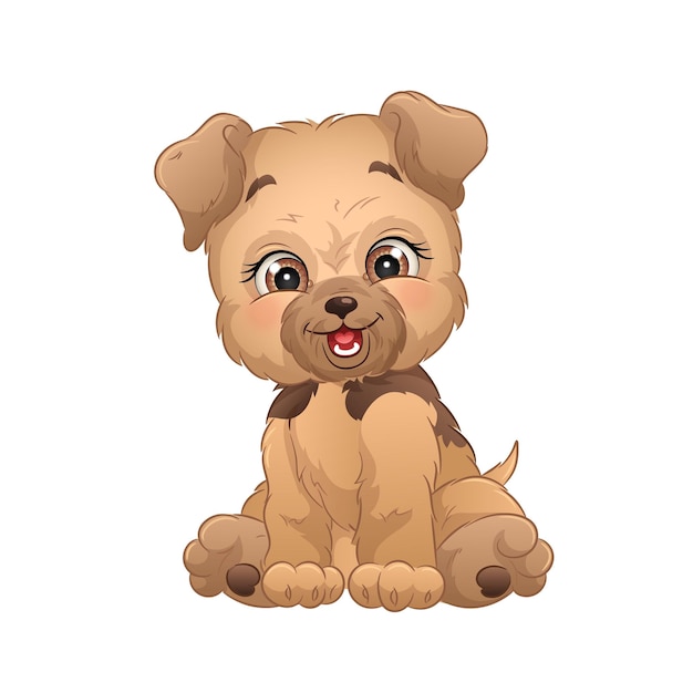 Cartoon terrier puppy vector illustration Cute dog clipart white background