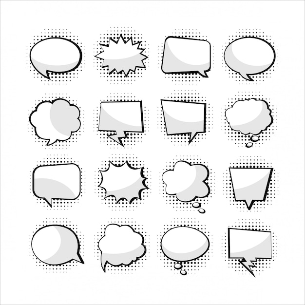 Vector cartoon text baloon blank collection