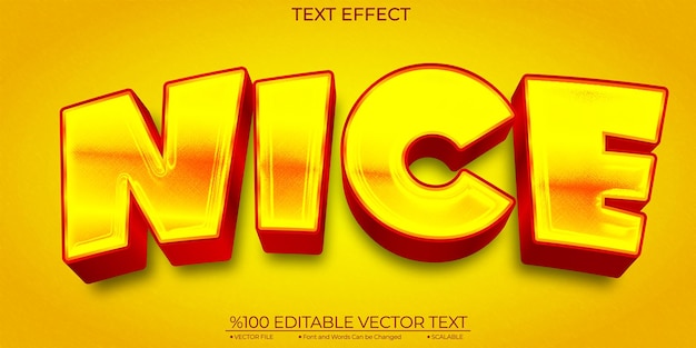 Vector cartoon text cute nice template editable 3d vektor text effect