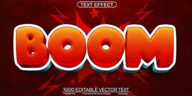 Vector cartoon text effect bold boom editable and scalable template vector text effect