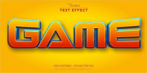 Cartoon text effect editable game orange and blue color text style