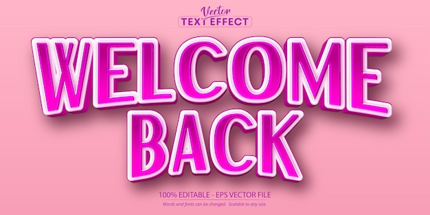 Cartoon text effect editable welcome back banner design