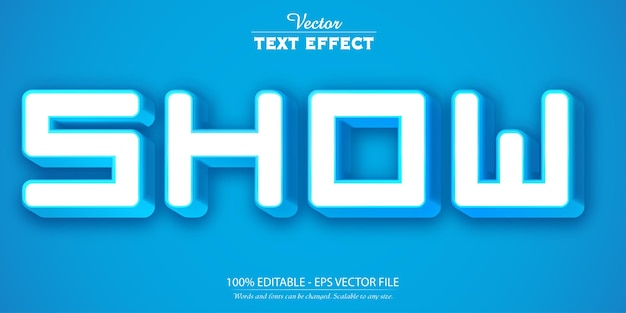 Мультяшный текстовый эффект редактируемый стиль текста белого и синего цвета