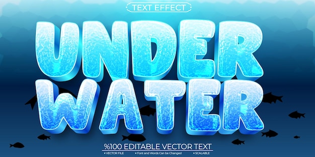 Cartoon Text Effect Shiny Blue Under Water Editable and Scalable Template Vector Text Effect