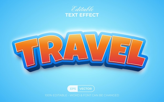 Cartoon text effect travel style theme. editable text effect.