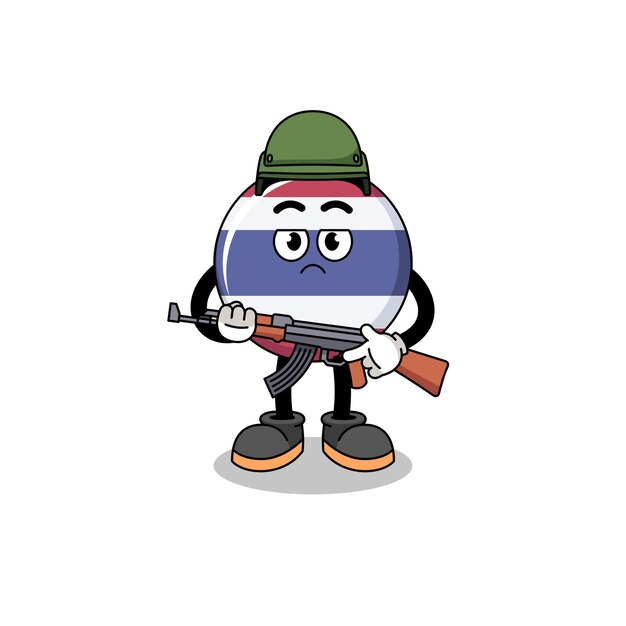 Vector cartoon of thailand flag soldier