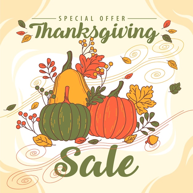 Cartoon thanksgiving pumpkin sale post