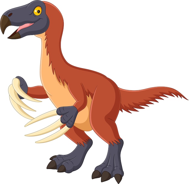 Cartoon therizinosaurus op witte achtergrond