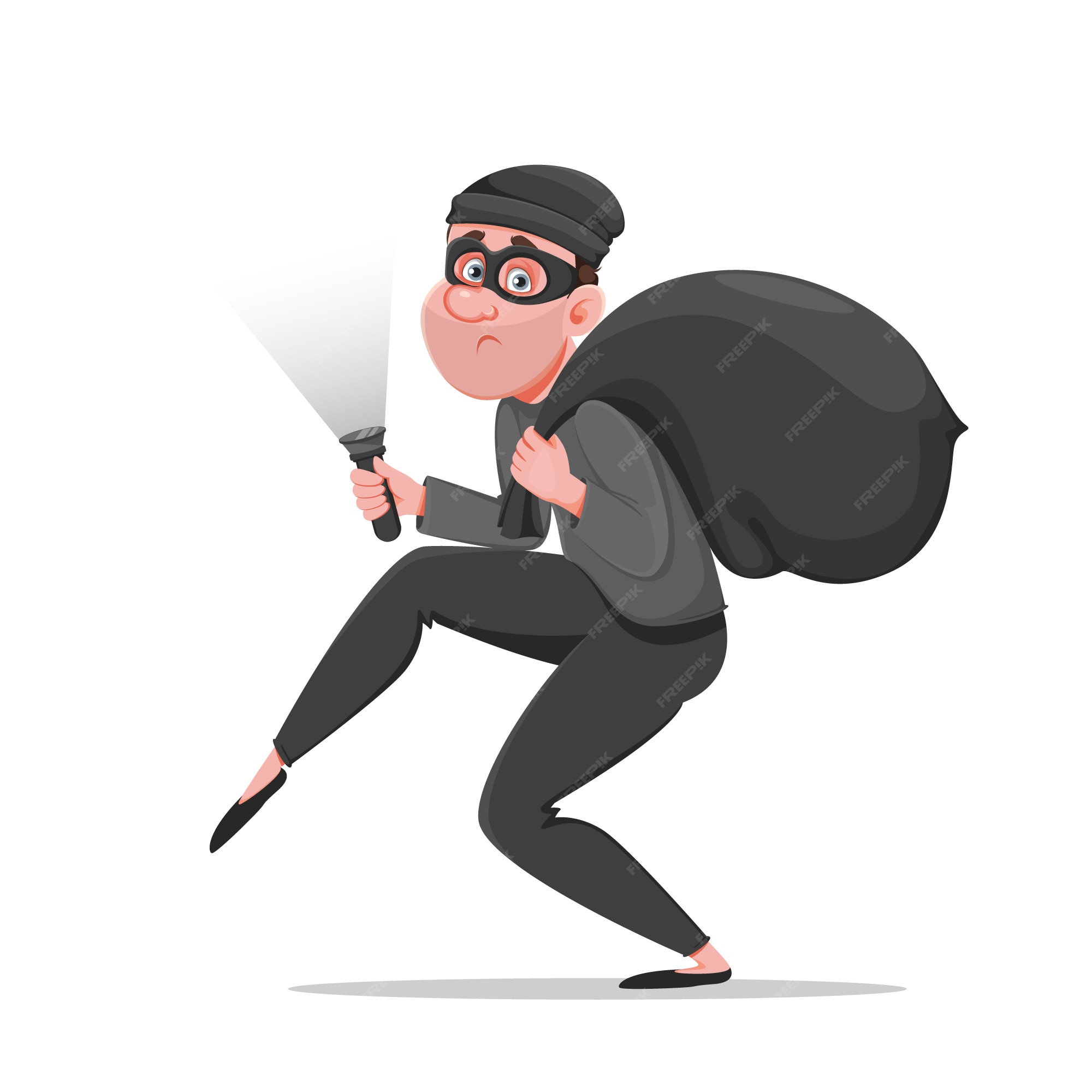 Premium Vector Cartoon thief walking carefully. funny burglar