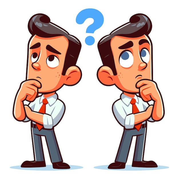 Vector cartoon thinking man vector illustration