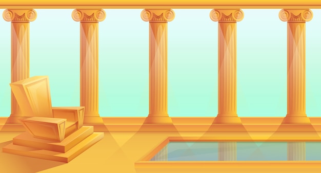 Мультяшный трон в греческом стиле, векторная иллюстрация