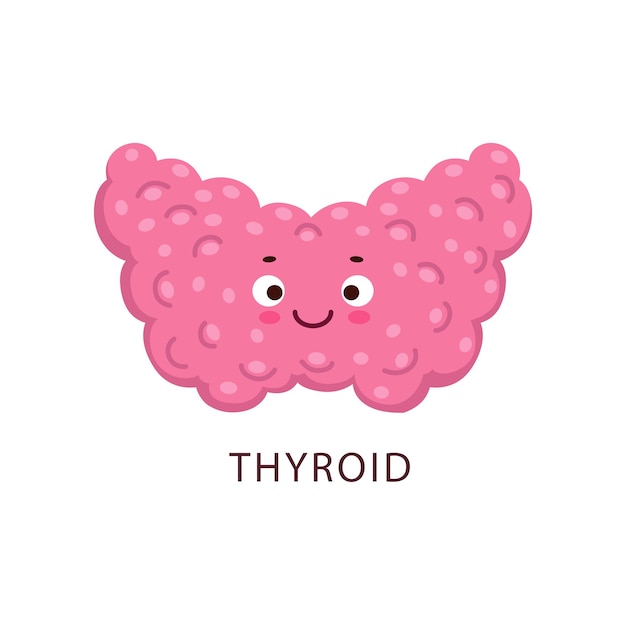 Cartoon thyroid gland human body organ character