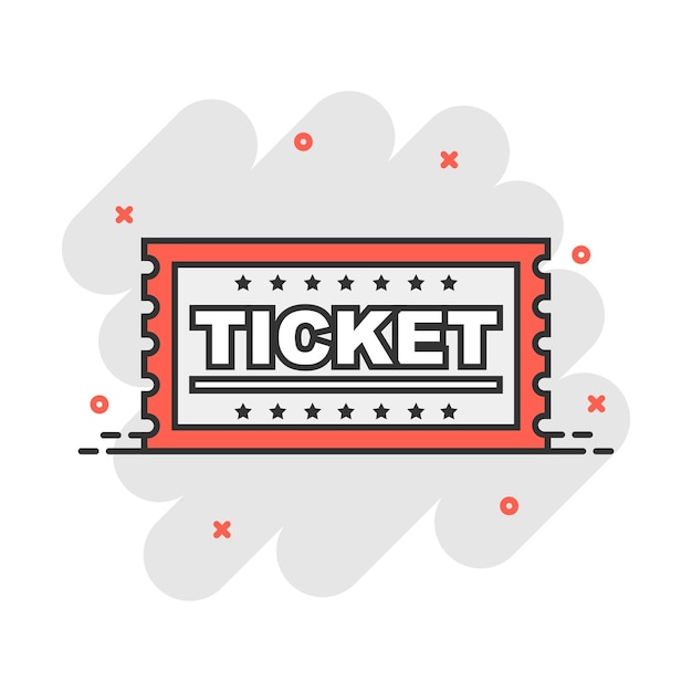 Cartoon ticketpictogram in komische stijl Geef één illustratiepictogram toe Geef één plons bedrijfsconcept toe