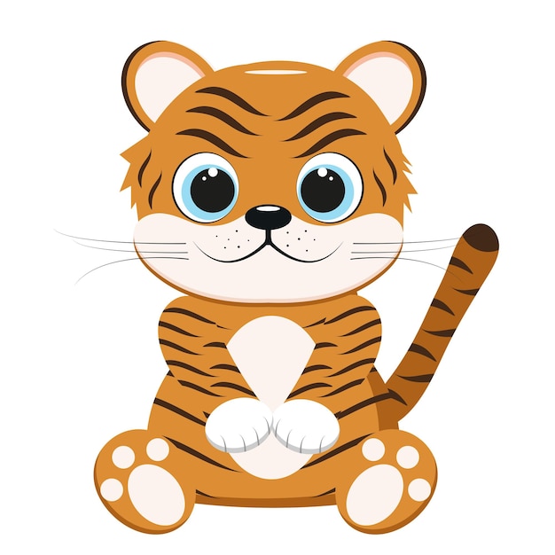 Cartoon tiger cub on a white background.