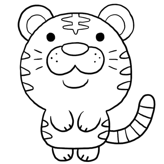 A cartoon tiger is standing on a white background.