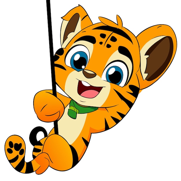 Vector cartoon tiger jumping in vector style