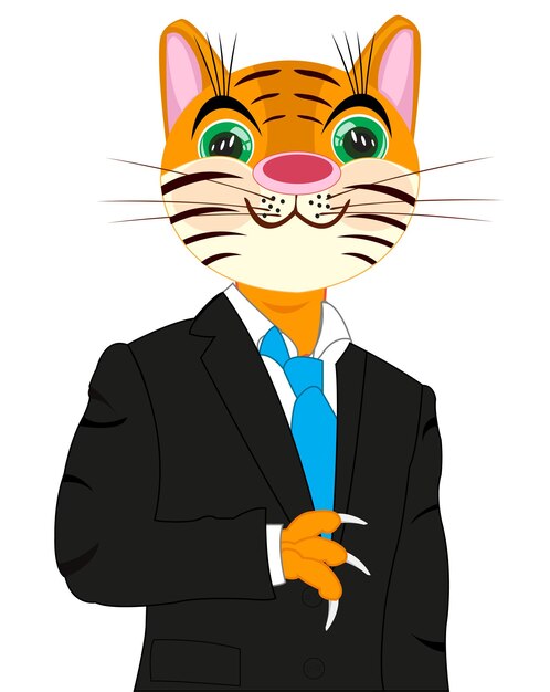 Vector cartoon of the tiger in suit