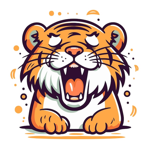 Cartoon tiger vector illustration isolated on white background